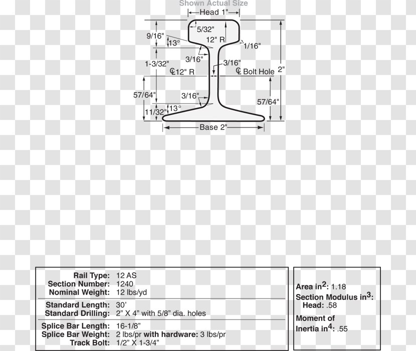 Rail Transport Track Profile American Railway Engineering And Maintenance-of-Way Association Crane - Text Transparent PNG