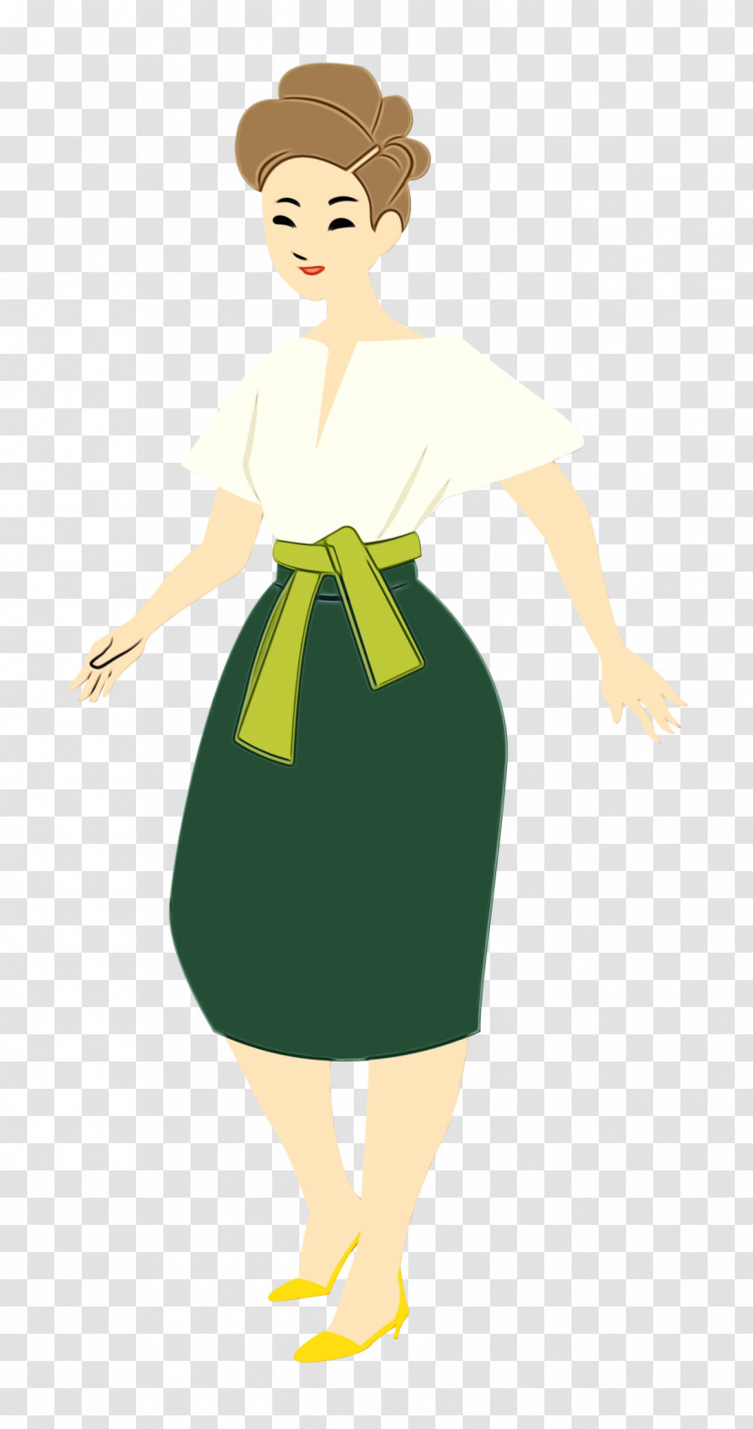 Dress Human Cartoon Green Transparent PNG