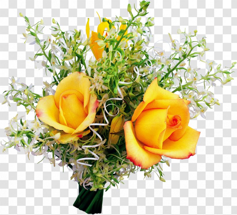 Flower Bouquet Cut Flowers Garden Roses - Yellow Rose Transparent PNG