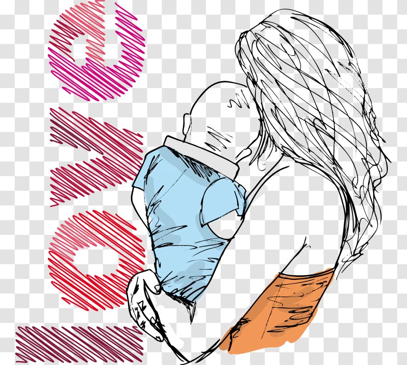 Mother Drawing Child - Watercolor Transparent PNG