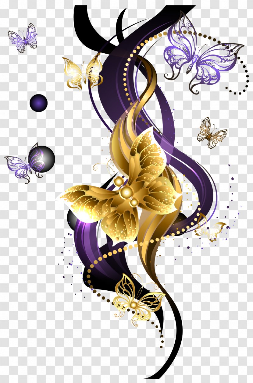 Butterfly Graphic Design Purple - Art Decoration Vector Transparent PNG