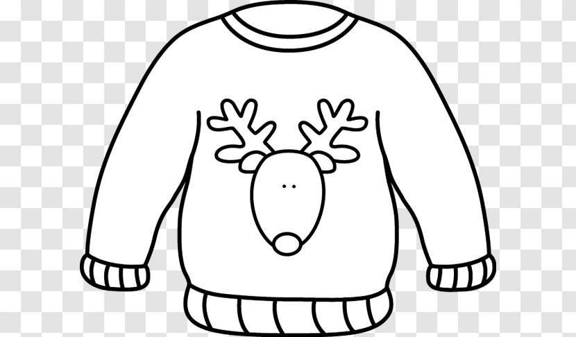 Sweater Christmas Jumper White Cardigan Clip Art - Silhouette - Ugly Reindeer Cliparts Transparent PNG