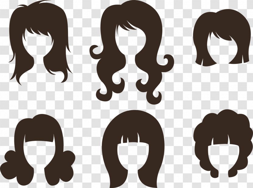 Comb Hairstyle Silhouette - Neck - Cute Simple Beauty Hair Cartoon Vector Transparent PNG