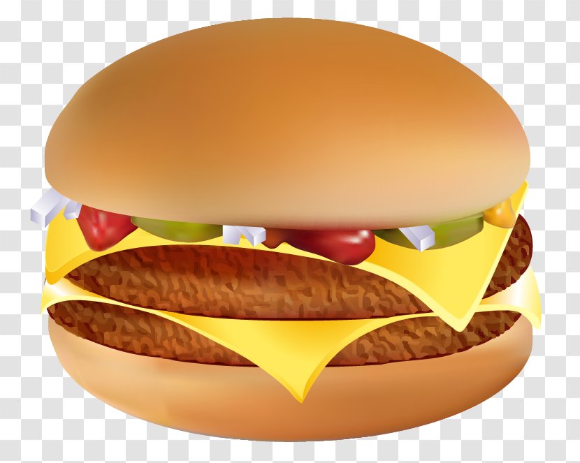 Hamburger Fast Food Cheeseburger French Fries Cheese - Sandwich Transparent PNG
