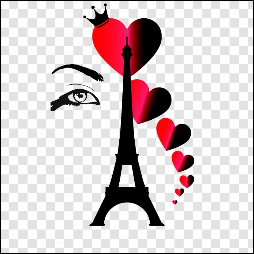 Eiffel Tower Statue Of Liberty Landmark Silhouette - Heart - Eye Love Crown Transparent PNG