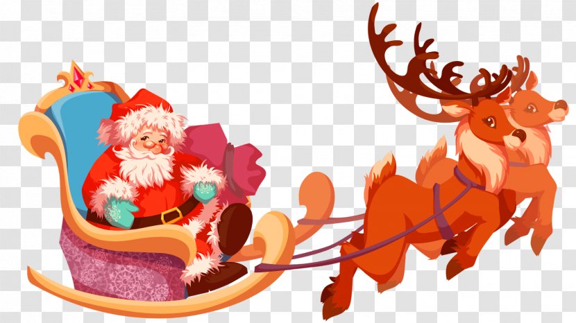 Reindeer Christmas Ornament Santa Claus - Holiday - Santa's Sleigh Transparent PNG