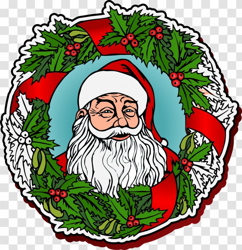 Santa Claus Wreath Christmas - Tree - Vector Transparent PNG