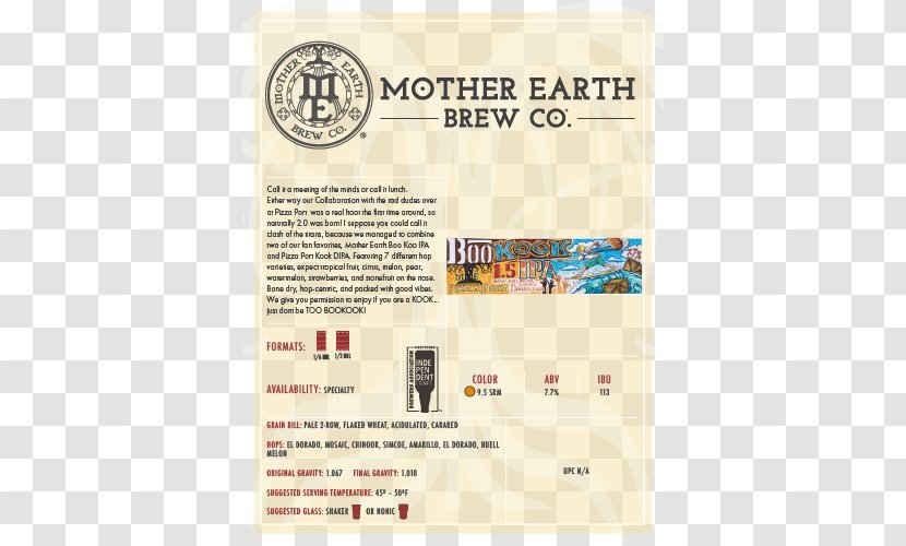 Craft Beer Mother Earth Brewing Company Brewery Food Transparent PNG