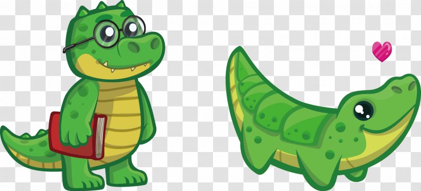 Nile Crocodile Alligator Cuteness Reptile Clip Art - Green - Vector Cartoon Dinosaur Transparent PNG