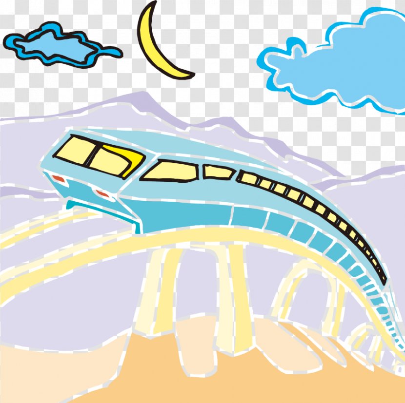 Rapid Transit Train Rail Transport Cartoon Illustration - Commuter Station - Hand-drawn High Speed Metro Transparent PNG