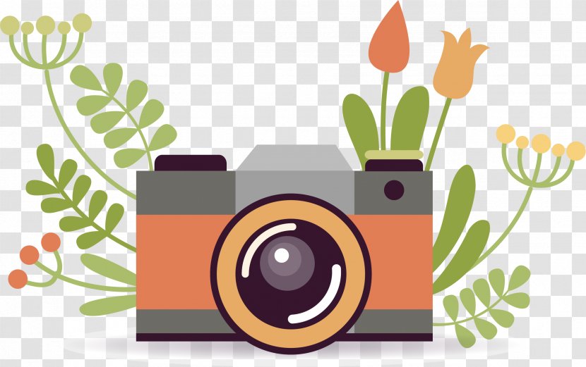 Camera Cartoon Poster - Flower - Vector Transparent PNG