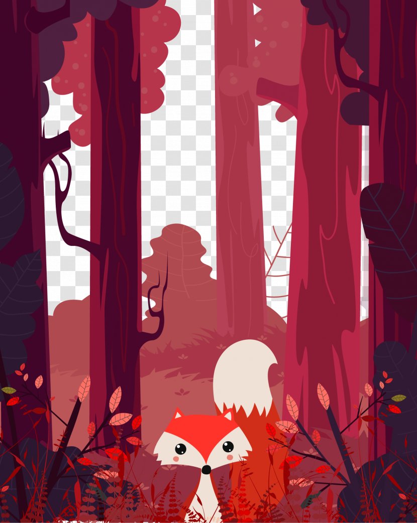 Visual Arts Poster Illustration - Modern Art - Jungle Fox Transparent PNG