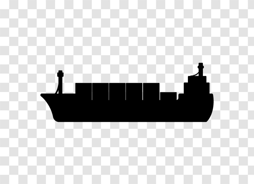 Silhouette Watercraft Container Ship Cargo - Black And White - Ships Yacht Transparent PNG