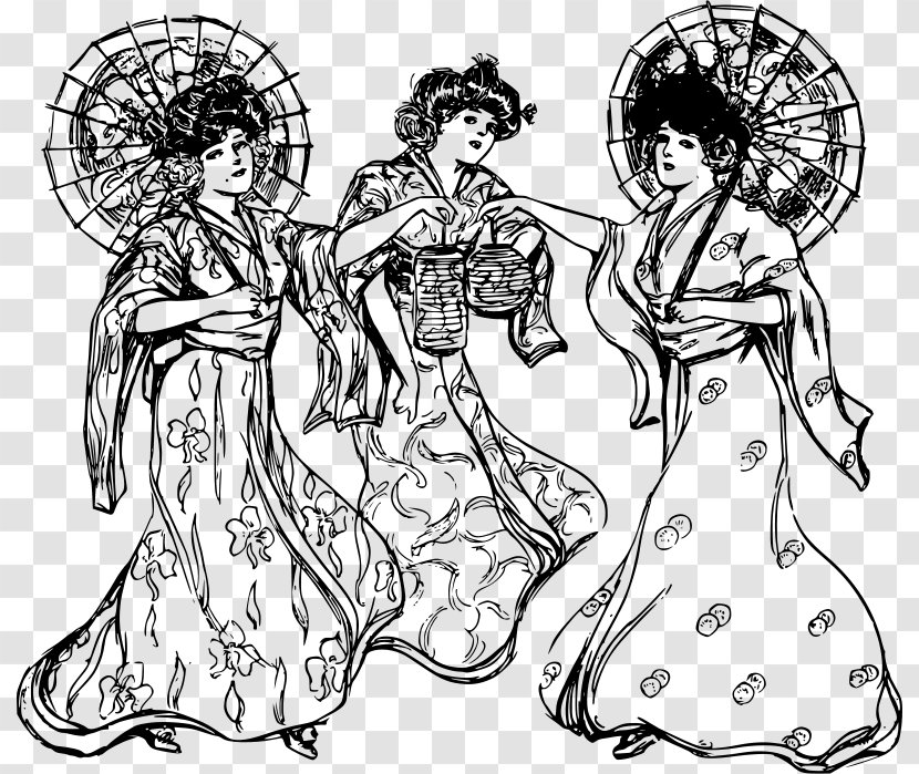 Japan Kimono Drawing Geisha - Standing Transparent PNG