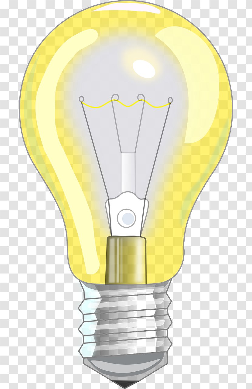 Incandescent Light Bulb Lamp Clip Art Image - Yellow Transparent PNG