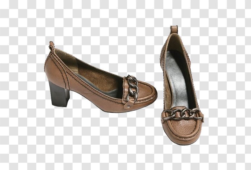 Brown Shoe High-heeled Footwear - Sandal - Leather Thick With High Heels Transparent PNG