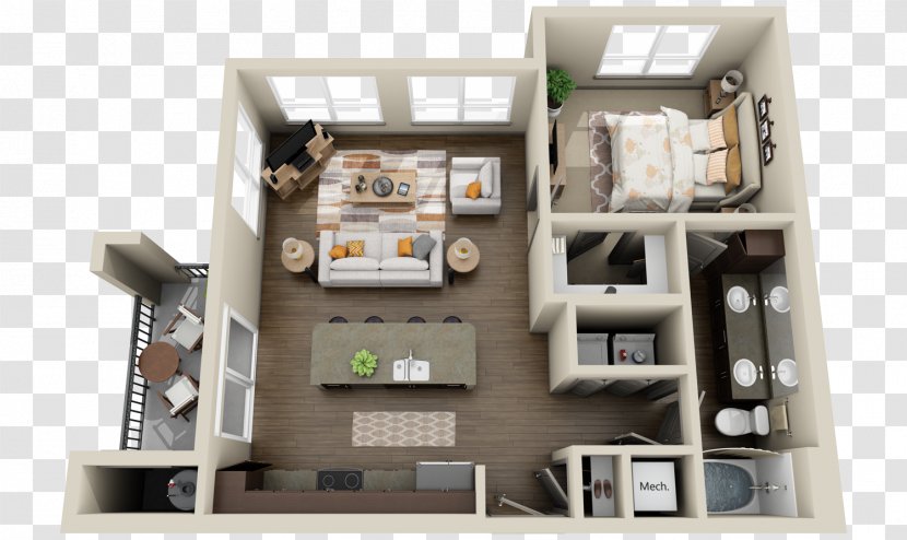Apartment 3D Floor Plan House - Bedroom Transparent PNG