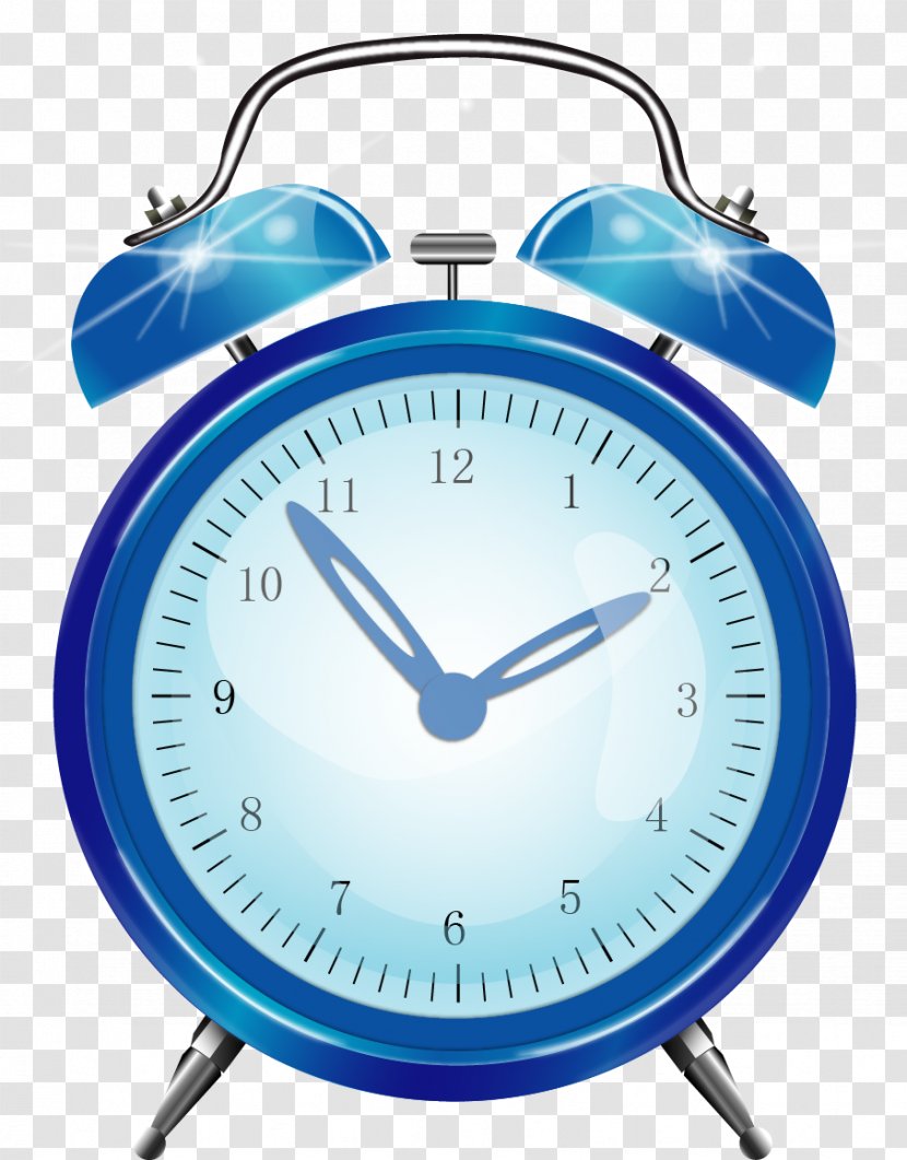 Alarm Clock Bedroom Table Device - Blue - Vector Hand-painted Transparent PNG