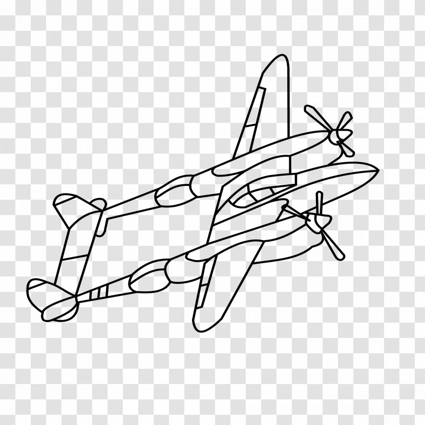 Airplane Lockheed P-38 Lightning Fighter Aircraft Clip Art - P38 - Plane Transparent PNG