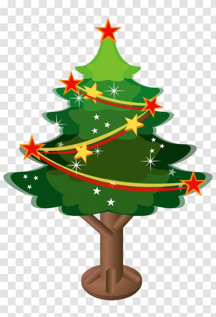 Cartoon Christmas Tree - Snowflake Transparent PNG