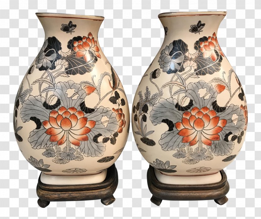 Vase Ceramic Pottery Urn - Artifact - Hand-painted Flowers Decorated Transparent PNG