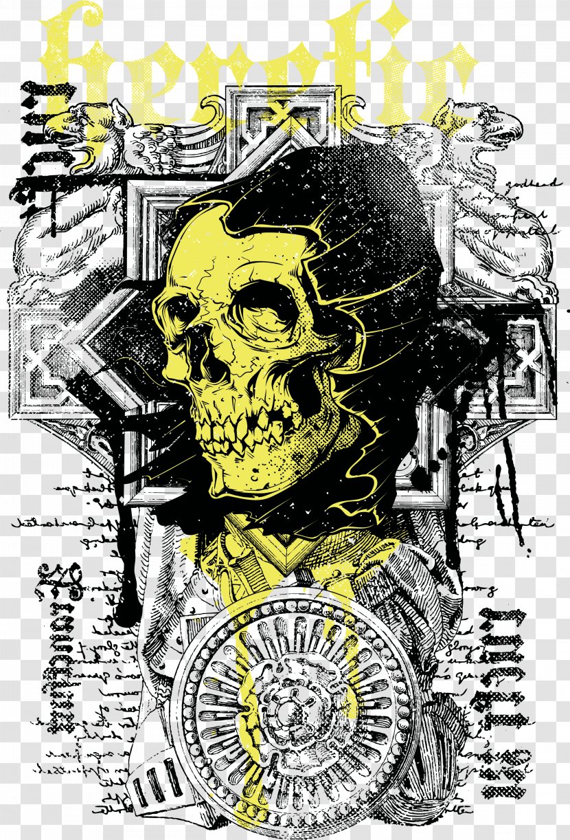 T-shirt Illustration - Visual Arts - Cape Skull Prints Transparent PNG