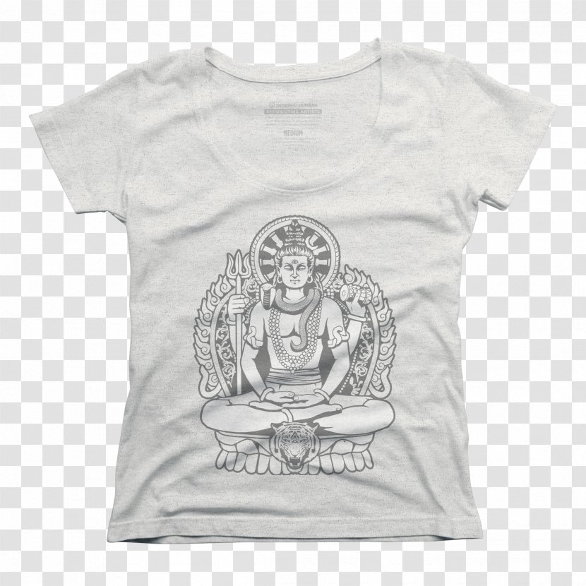 Long-sleeved T-shirt Crew Neck - White - Little Girls Worship To Lord Shiva Transparent PNG
