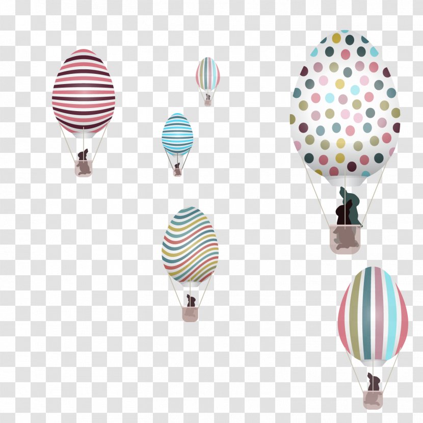 Easter Bunny - Poster - Vector Material With Hot Air Balloon Transparent PNG