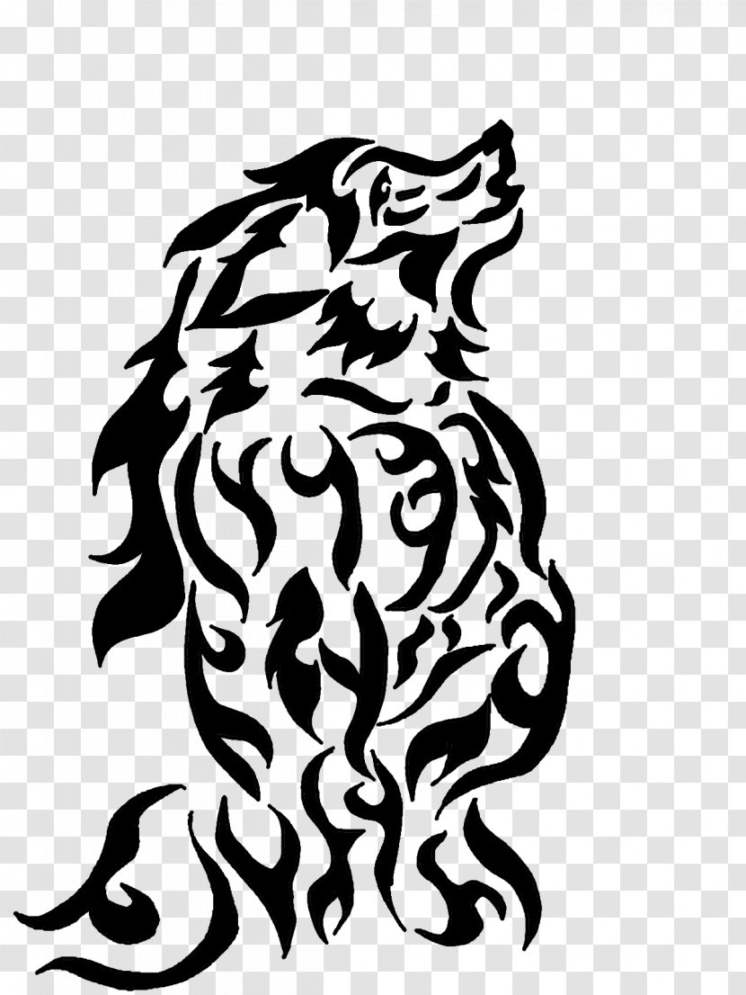 Tattoo Art Drawing Gray Wolf - Vertebrate - Tribal Transparent PNG