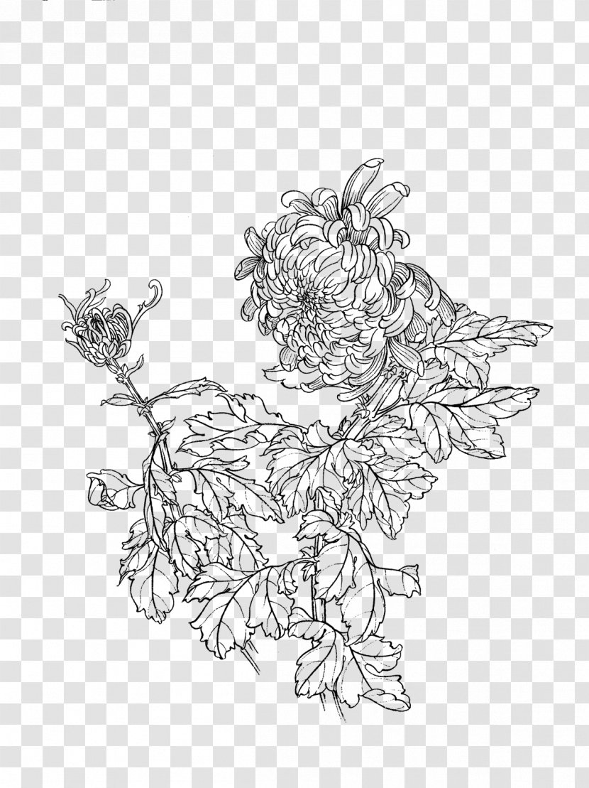 Painting Gongbi Line Art U767du63cfu753b - Tree - Chrysanthemum Transparent PNG