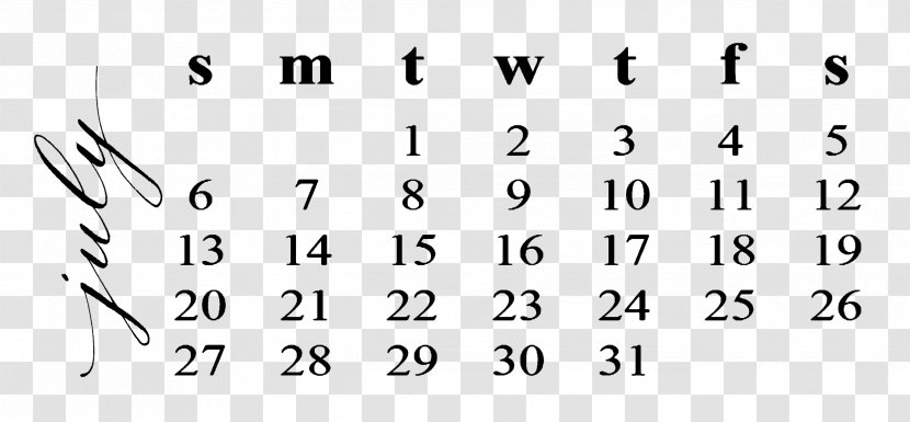 0 Islamic Calendar 1 2 - Black And White - July Transparent PNG
