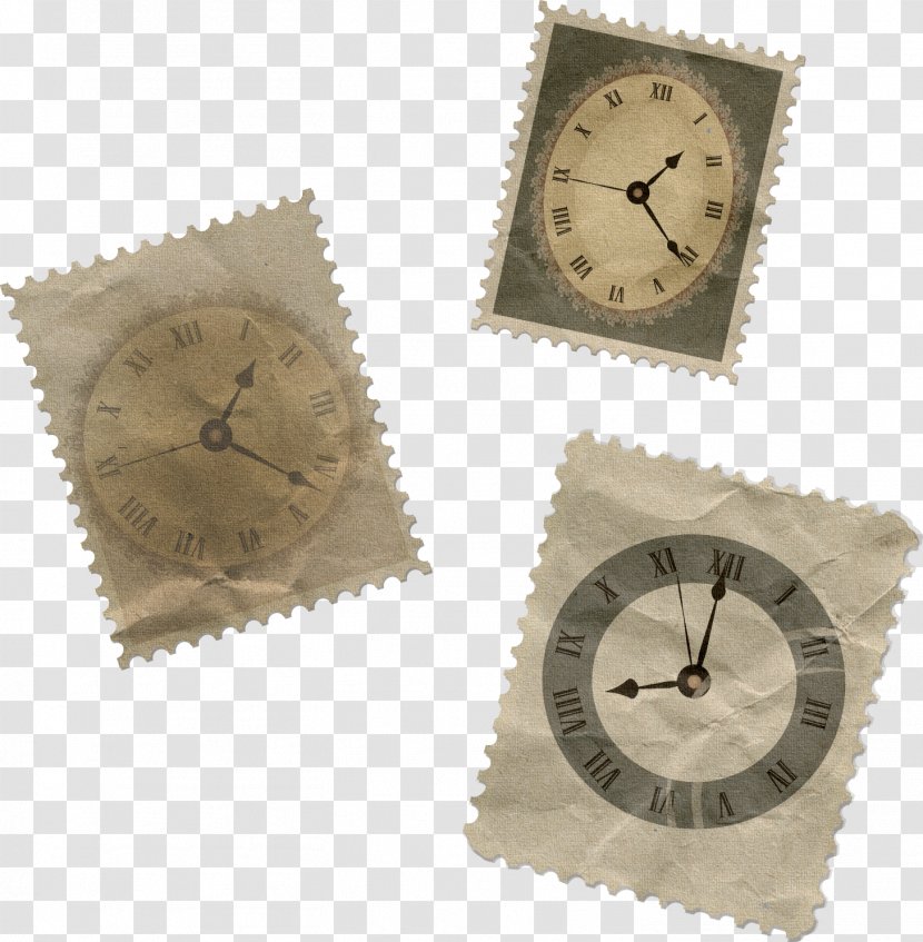 Paper Postage Stamp Scrapbooking Clip Art - Multi Retro Sticker Clock Transparent PNG
