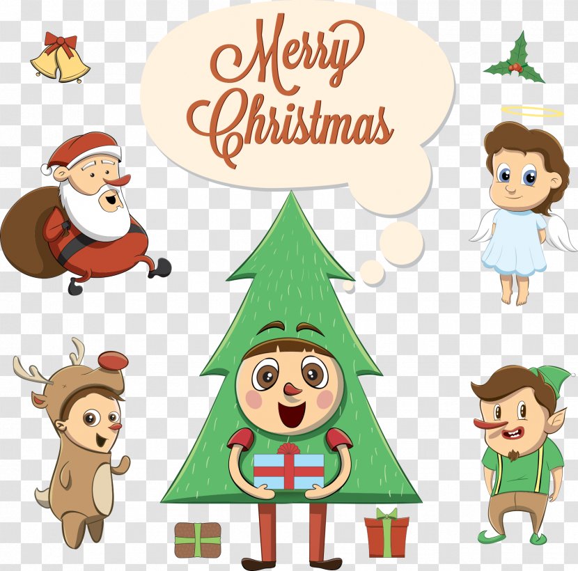 Rudolph Santa Claus Reindeer Christmas Ornament - Halloween Costume - Vector Creative Tree With Character Transparent PNG