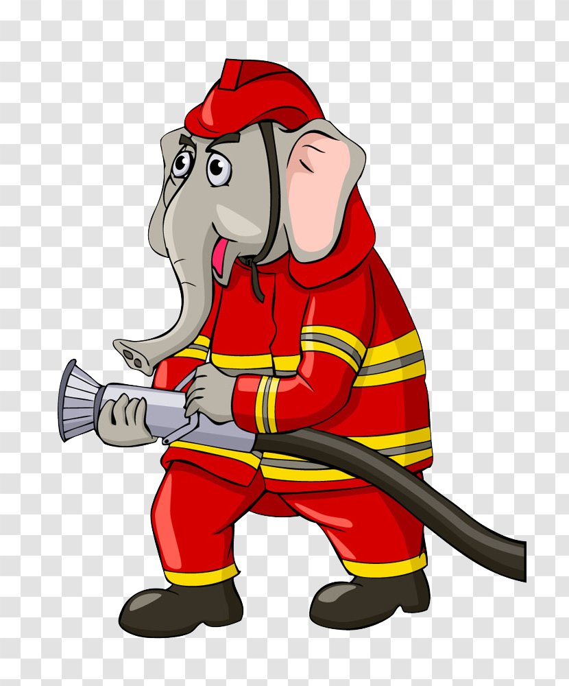 Firefighter Cartoon Royalty-free Clip Art - Santa Claus - Elephant Fireman Image [ Transparent PNG