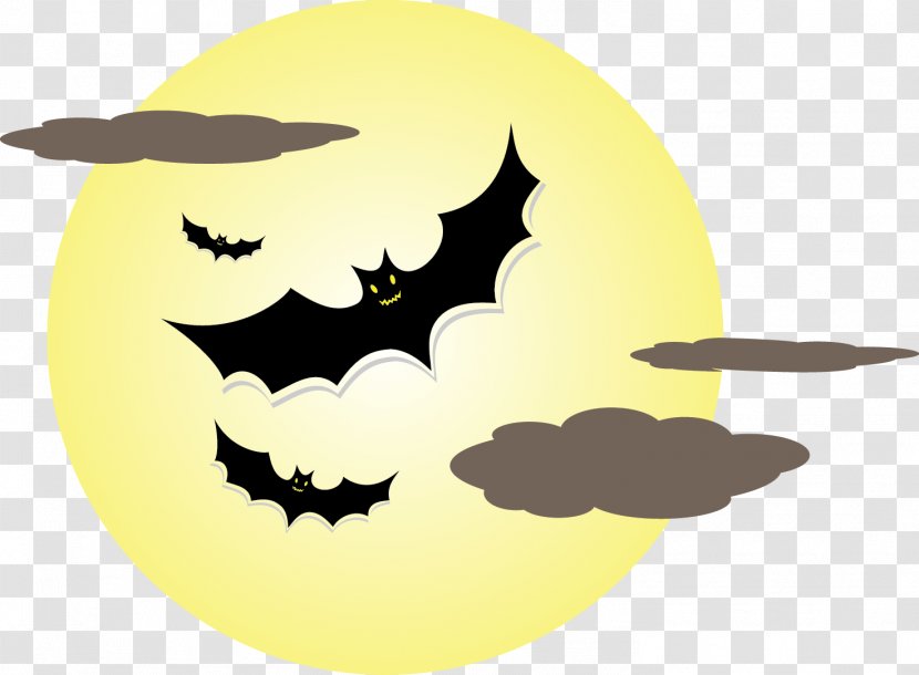 Halloween Cartoon Clip Art - Haunted House - Bat Transparent PNG
