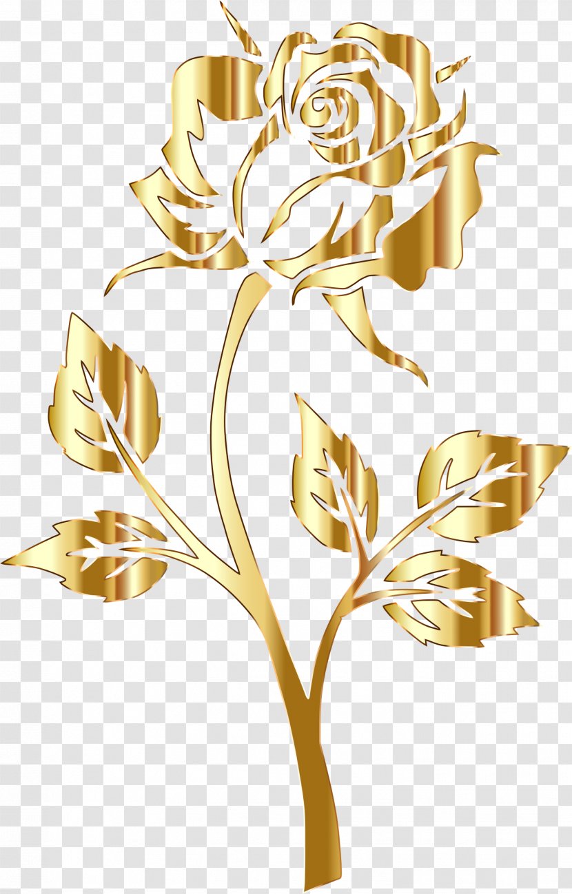 Golden Rose Clip Art - Cut Flowers - Gold Background Cliparts Transparent PNG