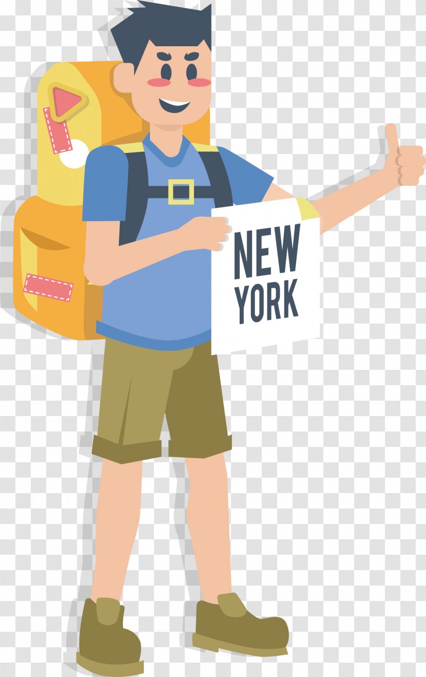 New York City Travel Illustration - Outerwear - A Person Backpack Transparent PNG