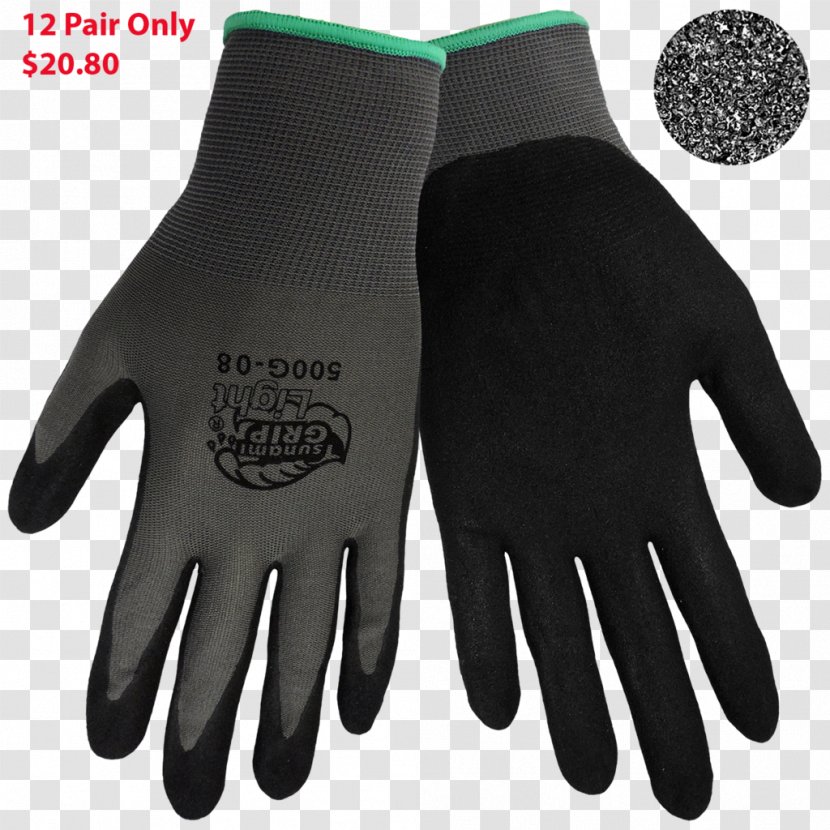 Glove Nylon Nitrile High-visibility Clothing - Abrasion - Tsunami Transparent PNG