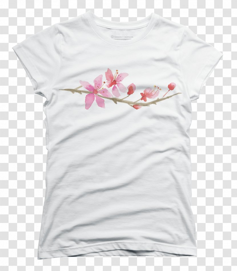 T-shirt Sleeve Clothing Shoulder Neck - Tshirt - Cherry Blossom Watercolor Transparent PNG