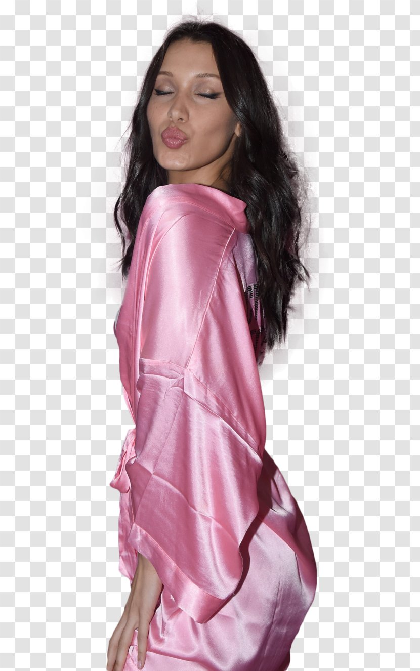 Sleeve Satin Nightwear Fashion Pink M - Cartoon - Bella Hadid Transparent PNG