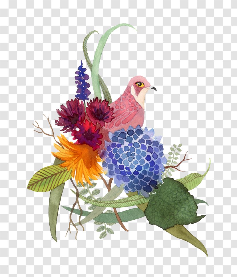 Bird Watercolor Painting Watercolour Flowers Paper - Floral Design Transparent PNG