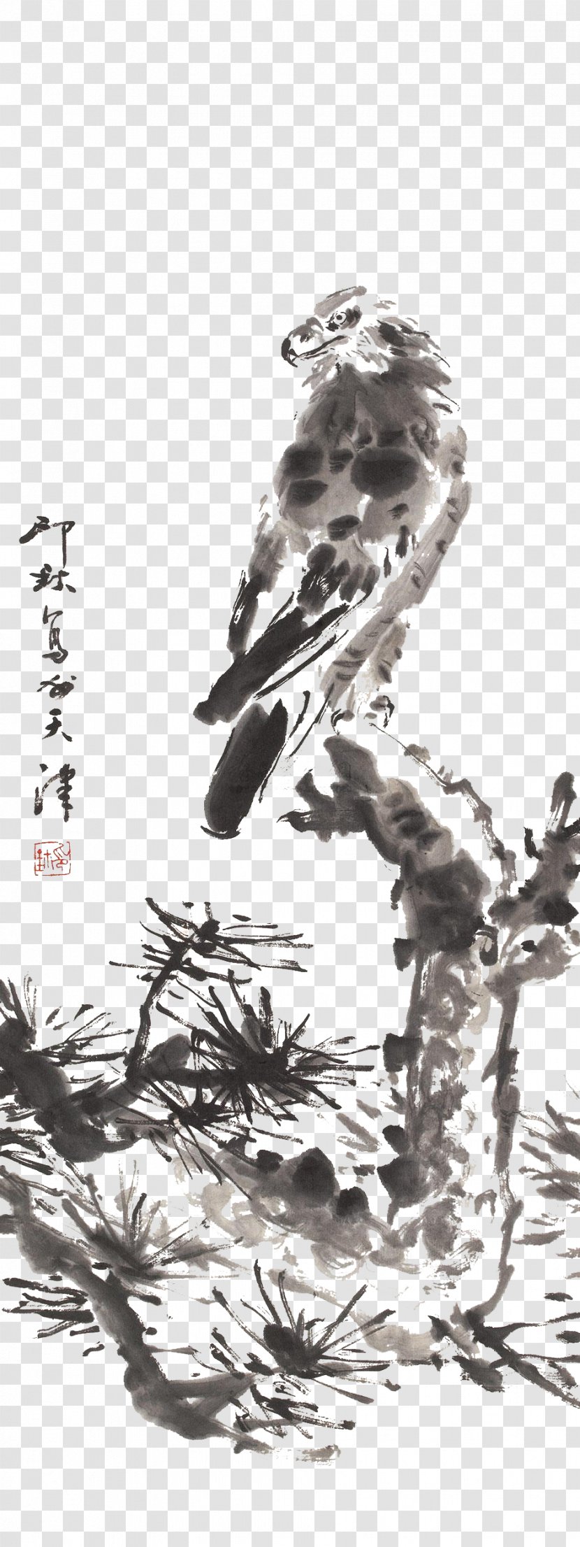 U6c34u58a8u753bu9e70 Ink Wash Painting - Watercolor - Eagle Decorative Leave The Material Transparent PNG