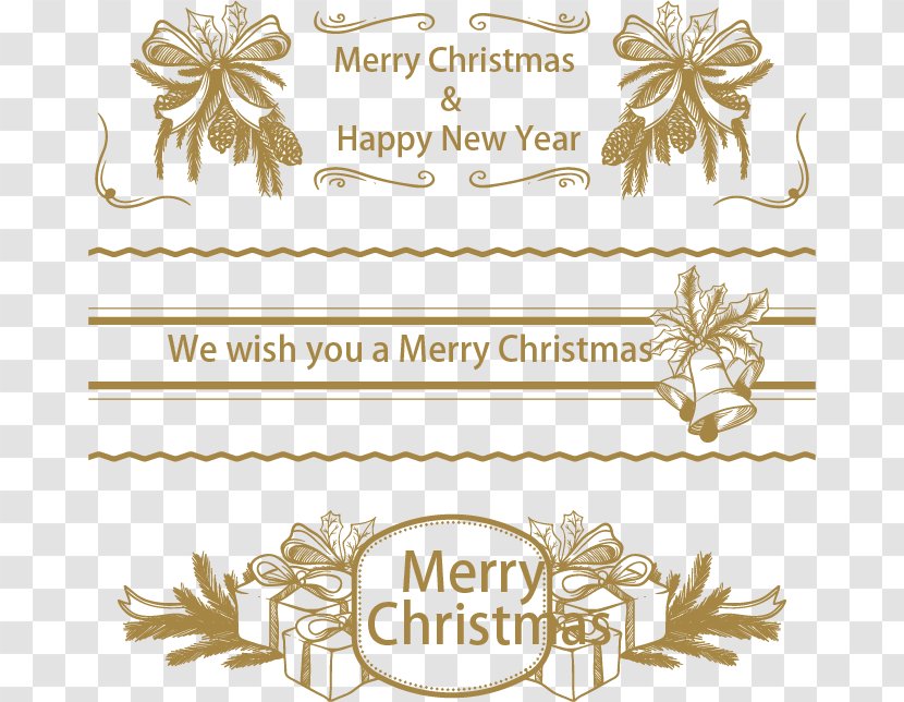 Christmas New Year Computer File - Clip Art - Dark Golden Banners Transparent PNG