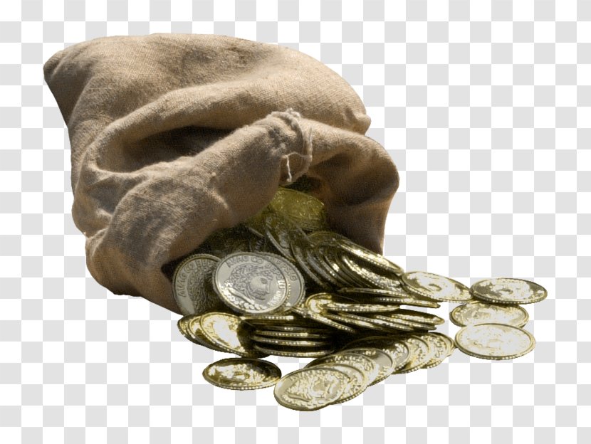 Gold Coin - Fashion - Coins And Bag Transparent PNG