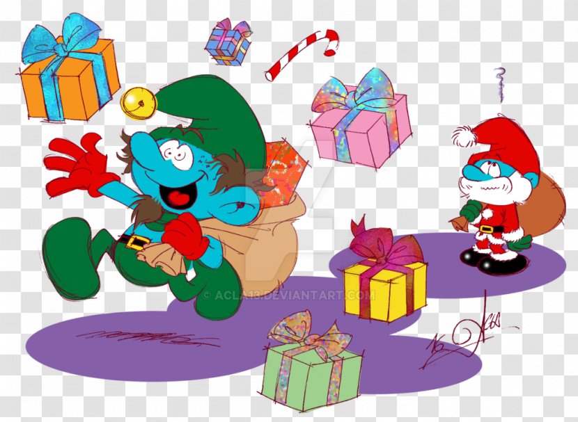 Santa Claus The Smurfs Hundredth Smurf Astrosmurf Christmas Day - Art Transparent PNG