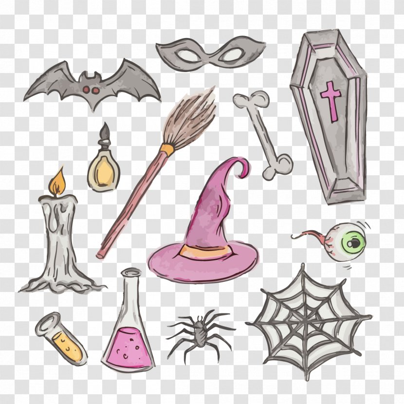 Drawing Halloween Clip Art - Festival - Vector Witch Candle Transparent PNG