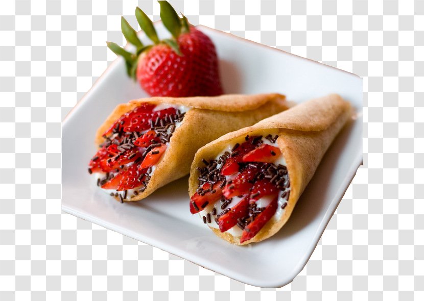 Ice Cream Tuile French Cuisine Crxeape Pancake - Strawberry Roll Transparent PNG