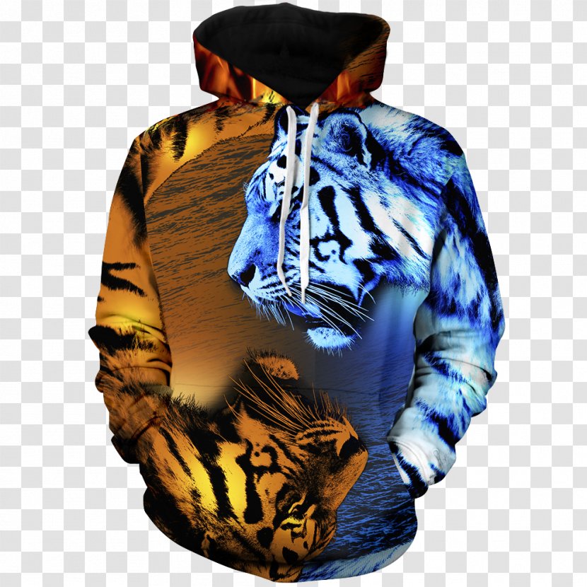 Hoodie Yin And Yang Lion Bengal Tiger Fire Transparent PNG