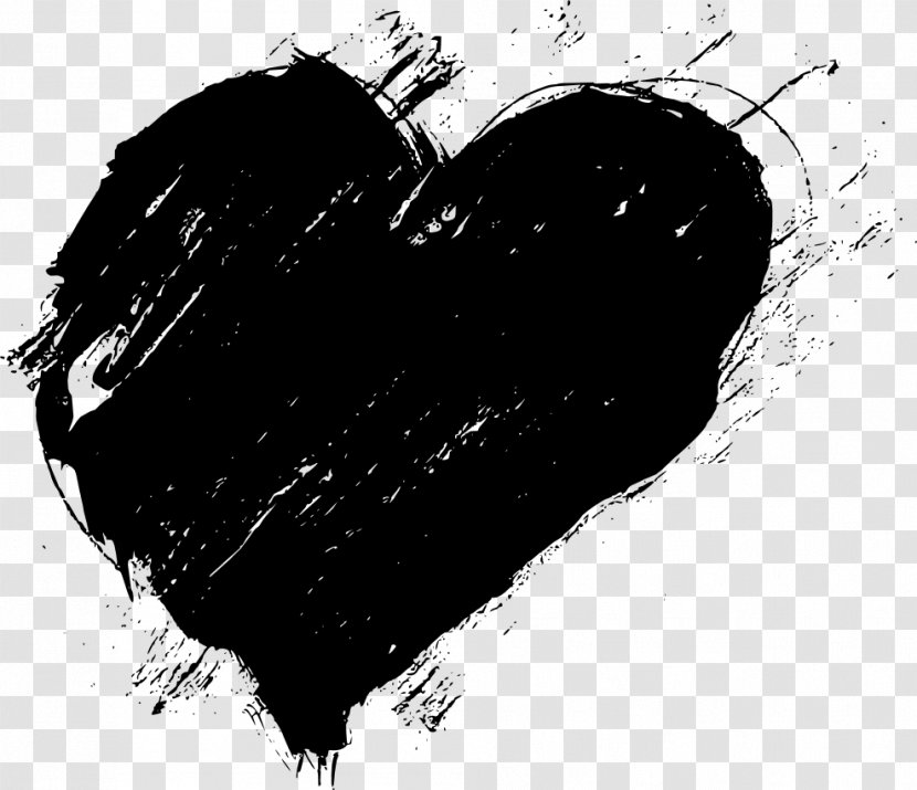 Drawing Heart Black And White Photography - Watercolor Transparent PNG