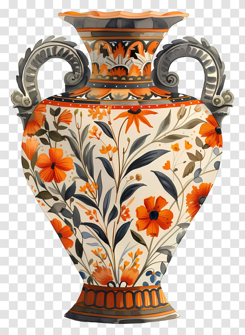 Roman Vase - Vintage Decorative Floral Ceramic Vase Transparent PNG